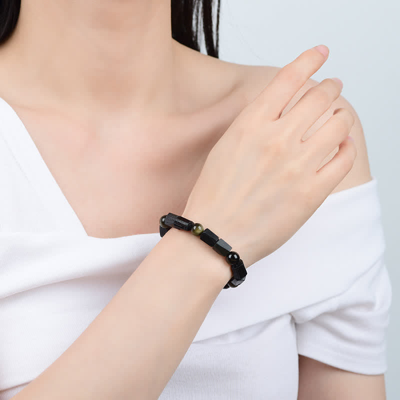 Bracelet de protection en obsidienne dorée brillante de 8 mm