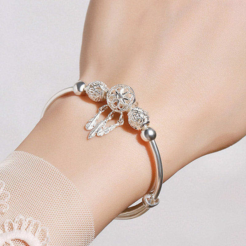 Bracelet à breloques attrape-rêves en cuivre blanc pour la chance et la guérison