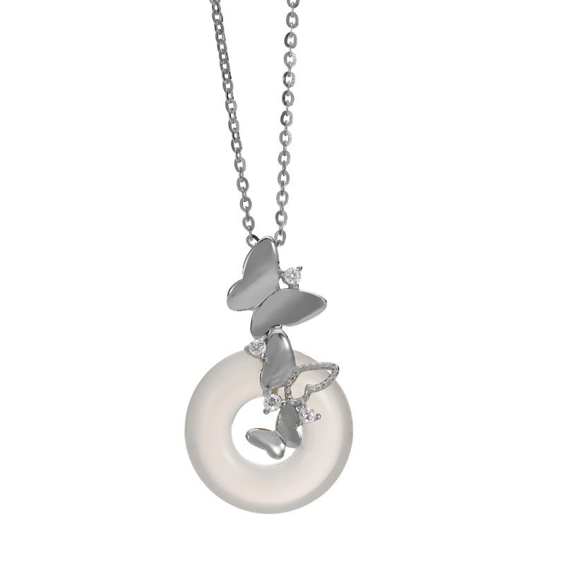 Collier pendentif papillon en argent 925 et calcédoine