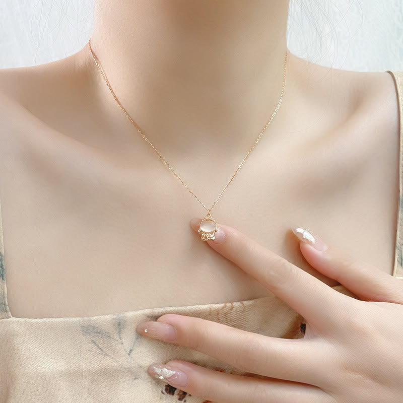 Collier pendentif Bouddha en calcédoine en argent 925