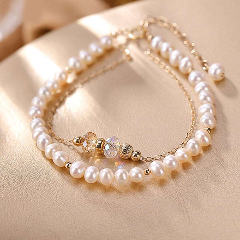Bracelet de guérison en argent sterling 925 plaqué or 14 carats avec perles