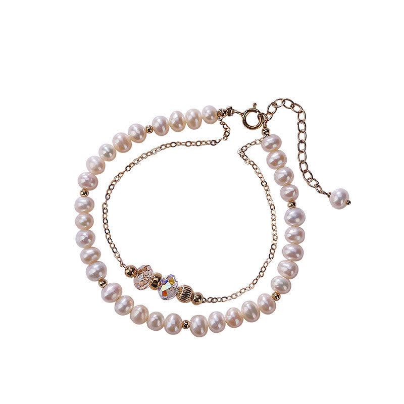 Bracelet de guérison en argent sterling 925 plaqué or 14 carats avec perles