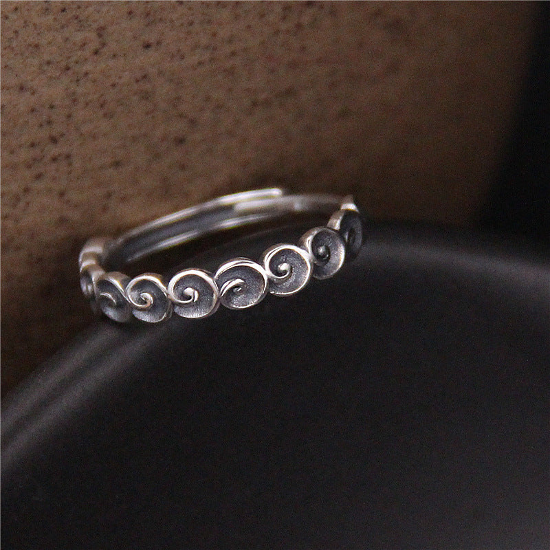 Bague de protection spirituelle en argent sterling 925 avec nuages de bon augure
