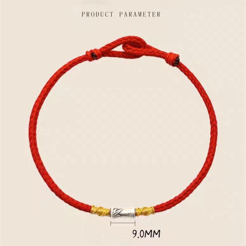 Bracelet porte-bonheur en argent sterling 925 et bambou rouge