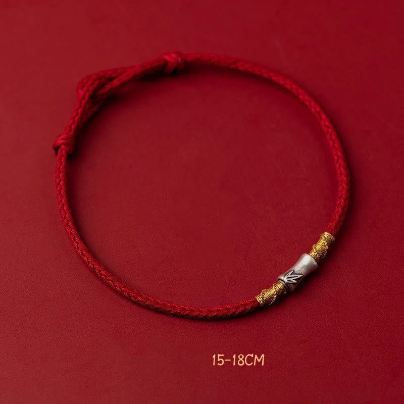 Bracelet porte-bonheur en argent sterling 925 et bambou rouge