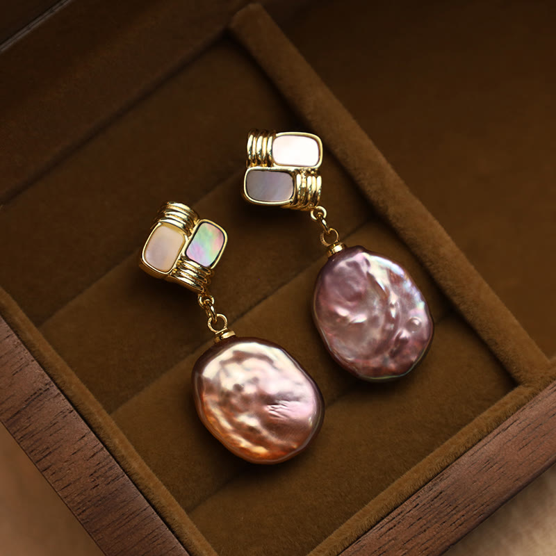 Boucles d'oreilles pendantes en argent sterling 925 avec perles baroques pour un équilibre parfait