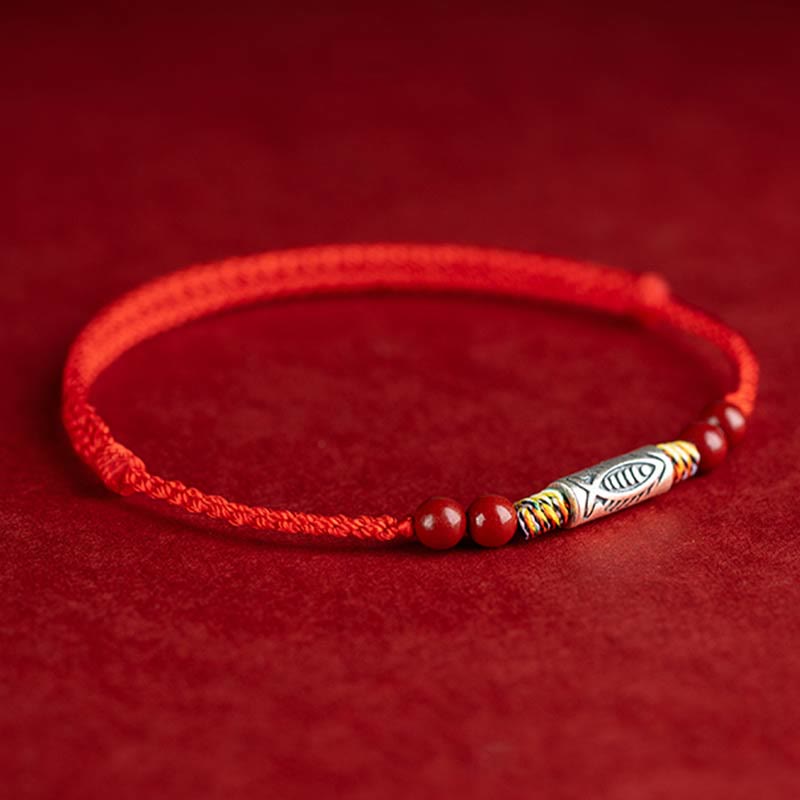 Bracelet tressé en argent sterling 925 avec motif poisson koï pour la richesse et la chance