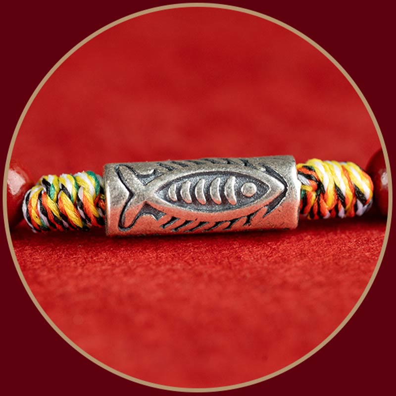 Bracelet tressé en argent sterling 925 avec motif poisson koï pour la richesse et la chance