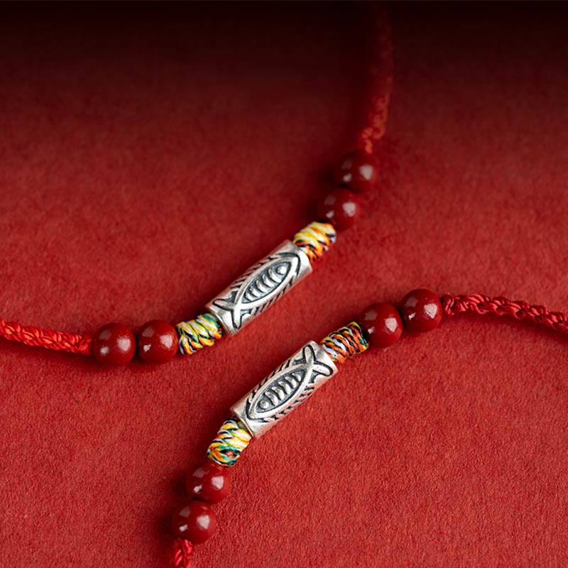 Bracelet tressé en argent sterling 925 avec motif poisson koï pour la richesse et la chance