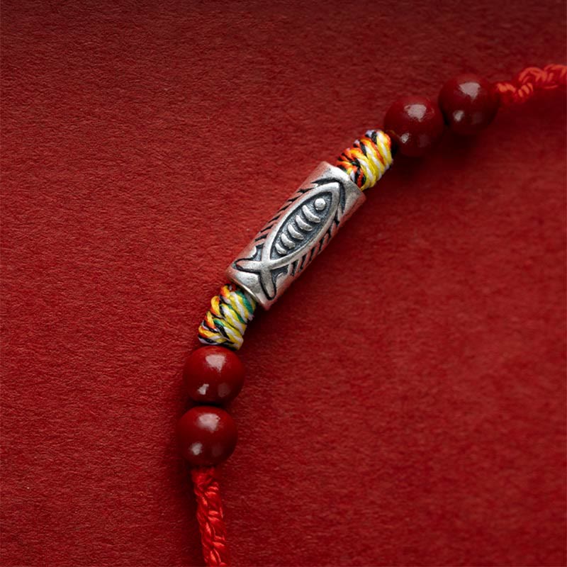 Bracelet tressé en argent sterling 925 avec motif poisson koï pour la richesse et la chance