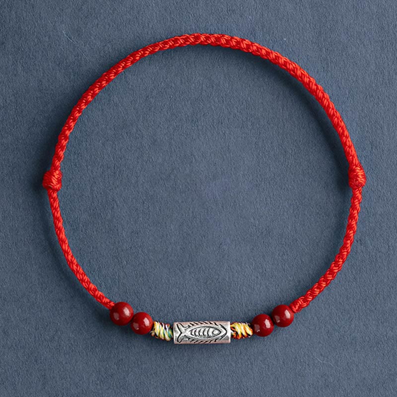 Bracelet tressé en argent sterling 925 avec motif poisson koï pour la richesse et la chance
