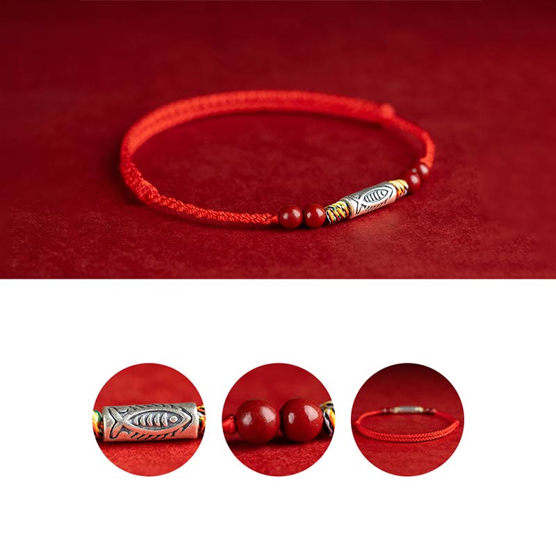Bracelet tressé en argent sterling 925 avec motif poisson koï pour la richesse et la chance