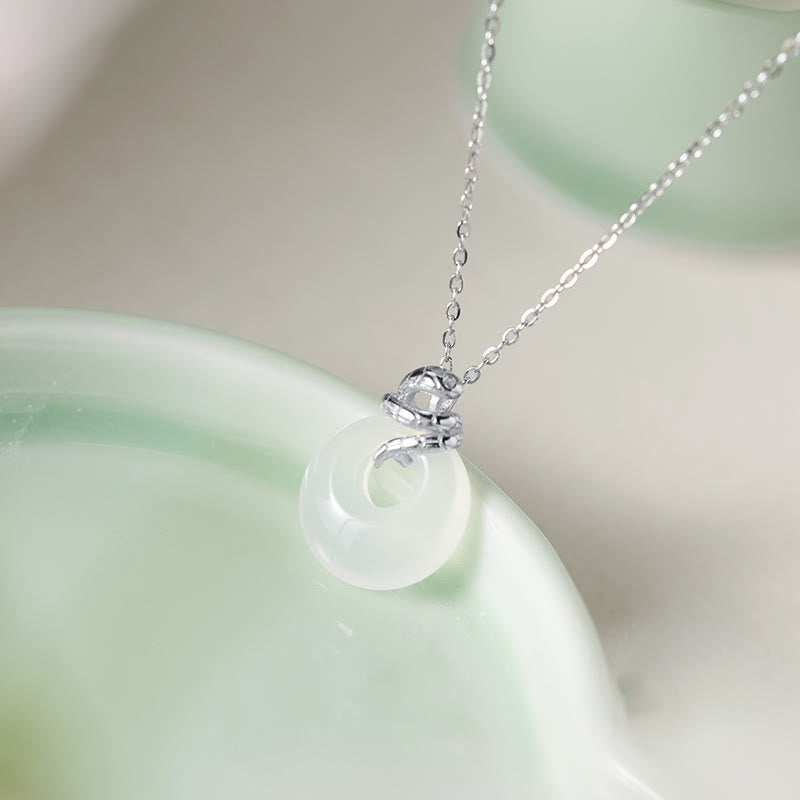 Collier serpent en argent sterling 925 avec boucle en calcédoine pour la protection spirituelle