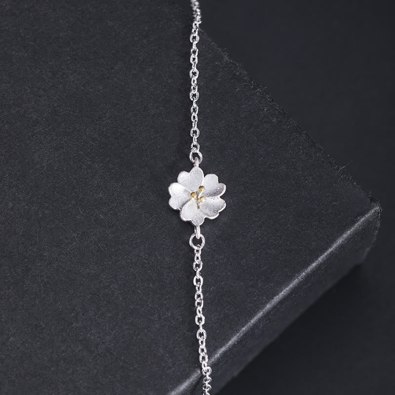 Bracelet spirituel en argent sterling 925 avec bénédiction en fleurs de cerisier