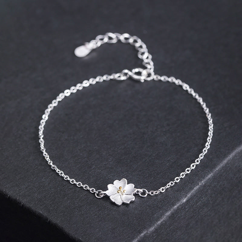 Bracelet spirituel en argent sterling 925 avec bénédiction en fleurs de cerisier