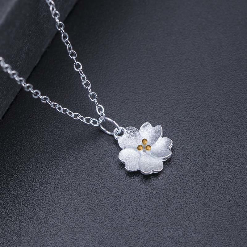 Collier spirituel en argent sterling 925 avec motif de fleurs de cerisier pour la protection