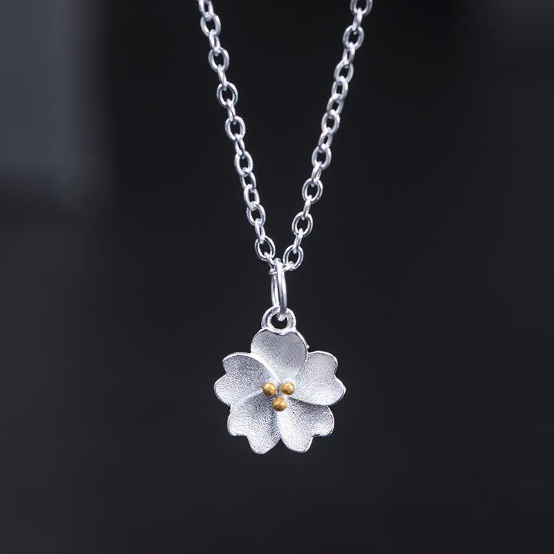 Collier spirituel en argent sterling 925 avec motif de fleurs de cerisier pour la protection