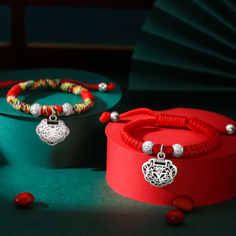Bracelet de protection pour enfant en argent sterling 925 avec breloque cadenas chinois et cordon rouge