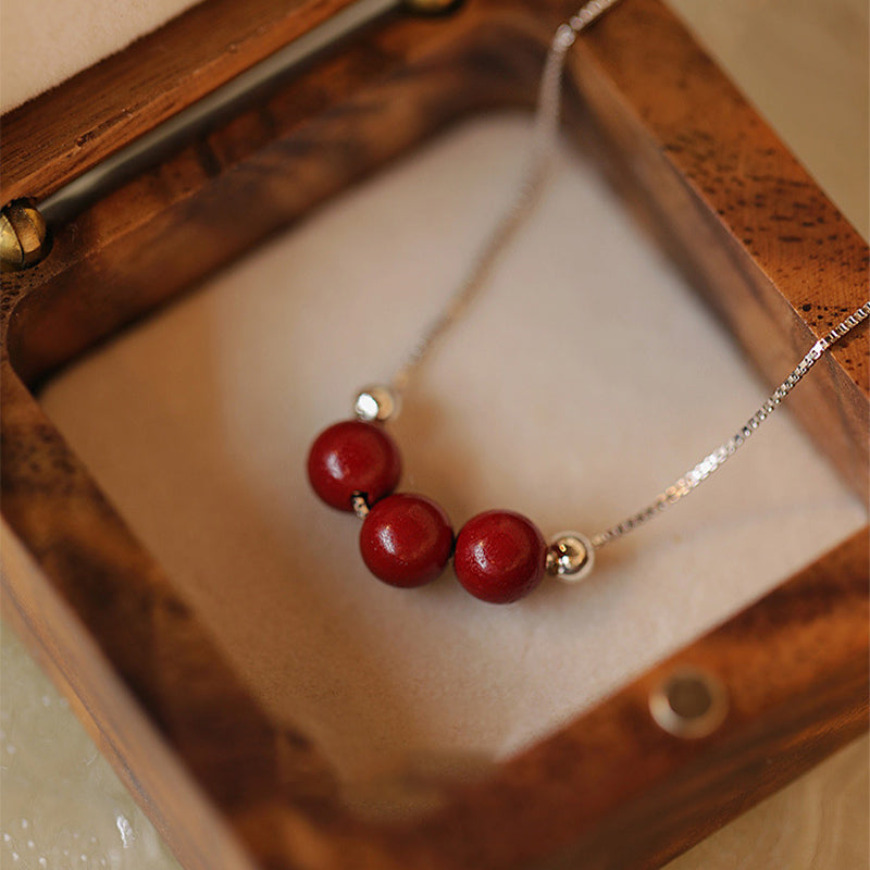 Collier en cinabre en argent sterling 925 | Pendentif Bénédiction Calme