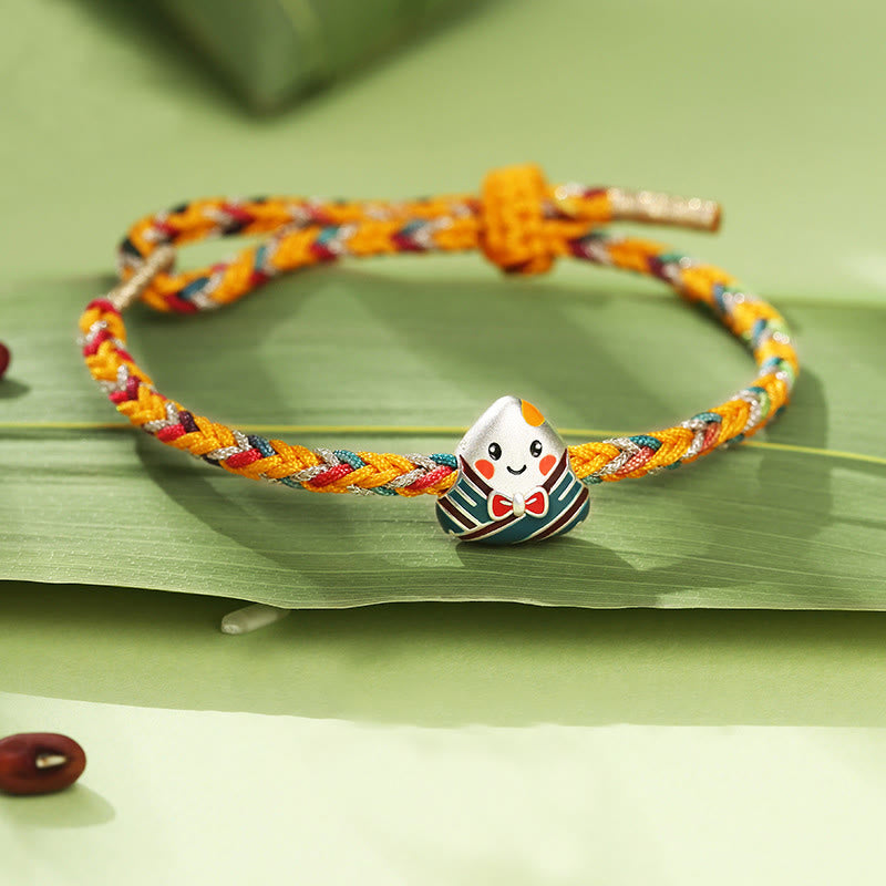 Bracelet en argent sterling 925, motif dragon boat festival, avec corde colorée
