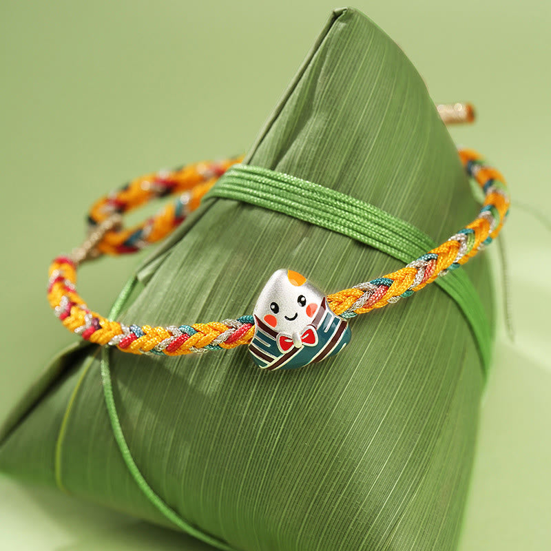Bracelet en argent sterling 925, motif dragon boat festival, avec corde colorée