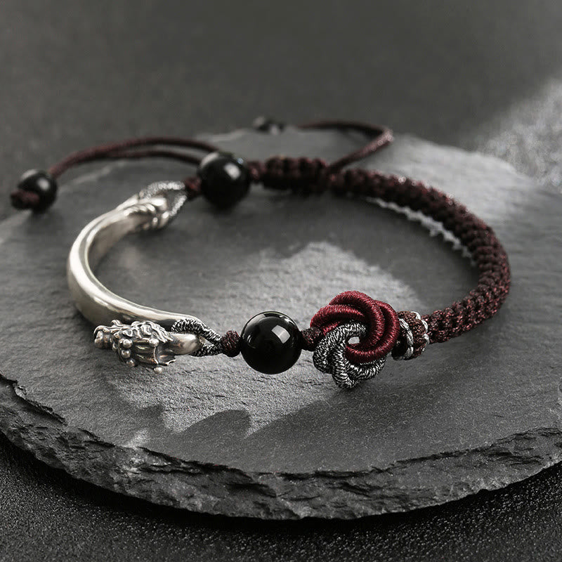 Bracelet dragon en argent sterling 925 avec symbole de succès propice