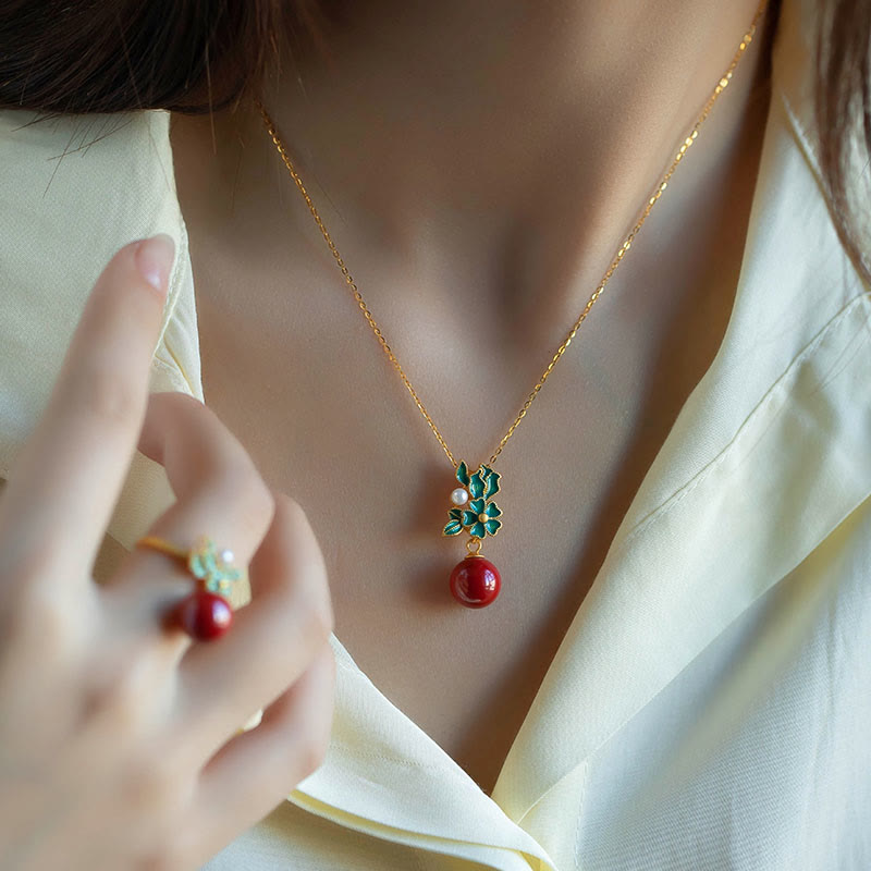 Ensemble de colliers de bénédiction en argent sterling 925, or, perles de cinabre