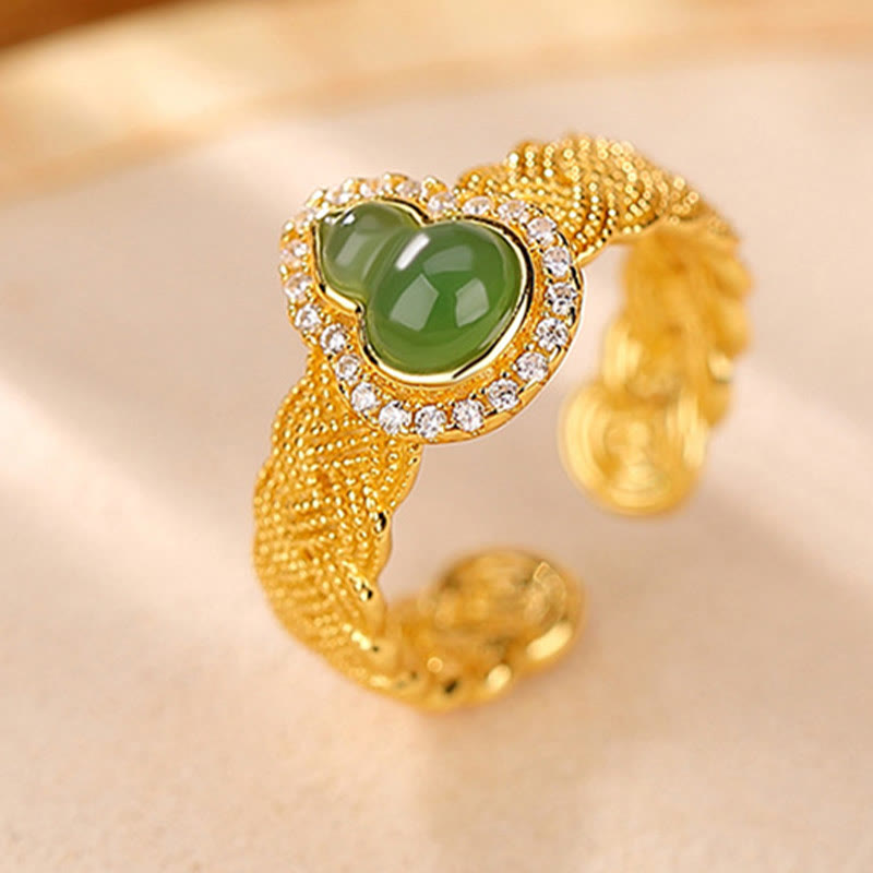 Ensemble de gourdes en jade Hetian plaqué or en argent sterling 925