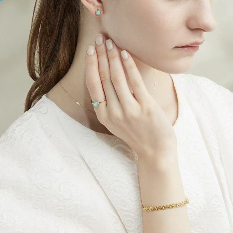 Parure de bijoux de protection en argent sterling 925 plaqué or avec turquoise