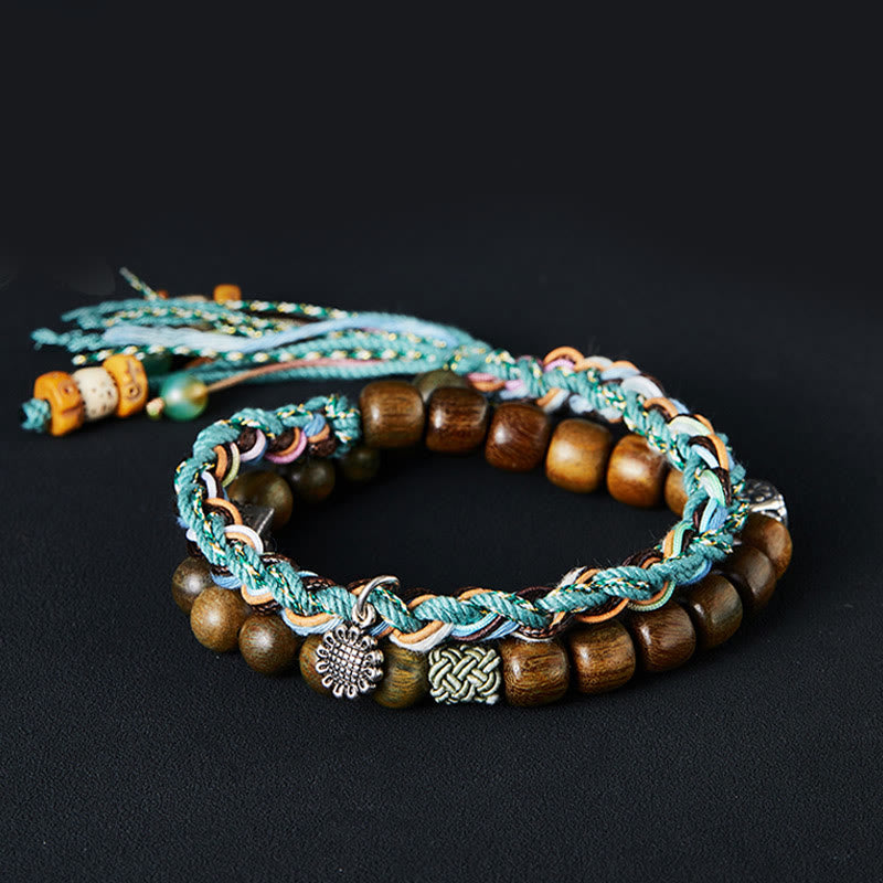 Bracelet en argent sterling 925 et bois de santal vert Bodhi Seed