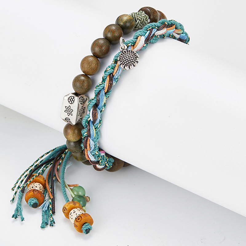 Bracelet en argent sterling 925 et bois de santal vert Bodhi Seed