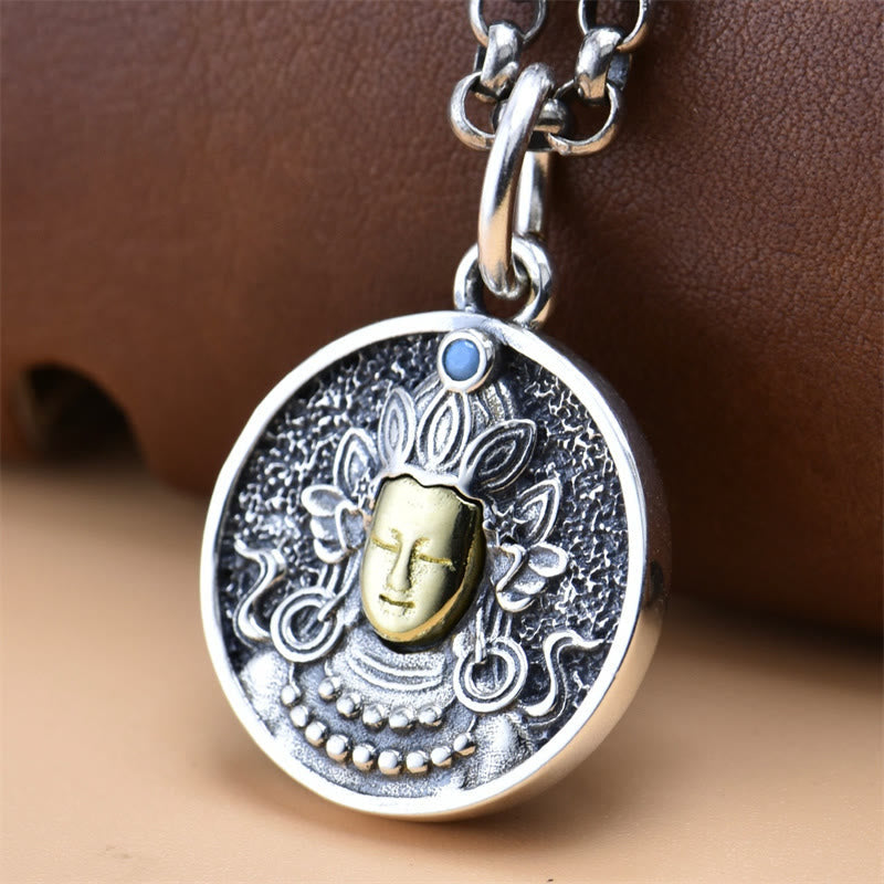 Collier spirituel double Dorje Vajra en argent sterling 925 Tara verte
