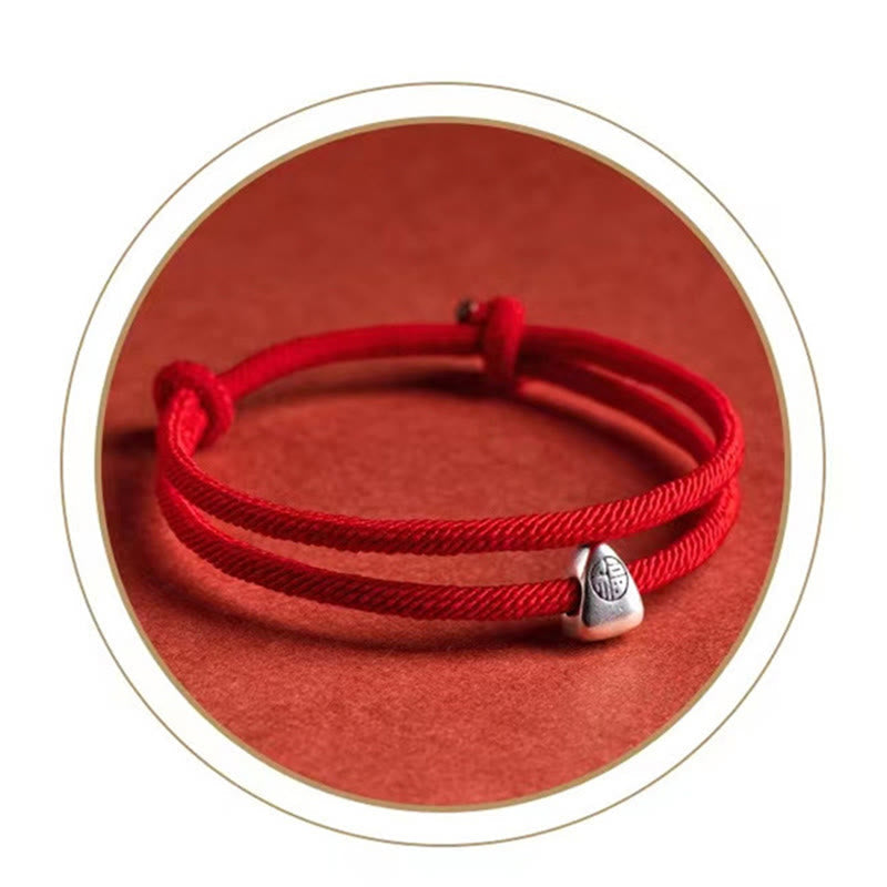 Bracelet de bénédiction en argent sterling 925 fait main avec le personnage Fu