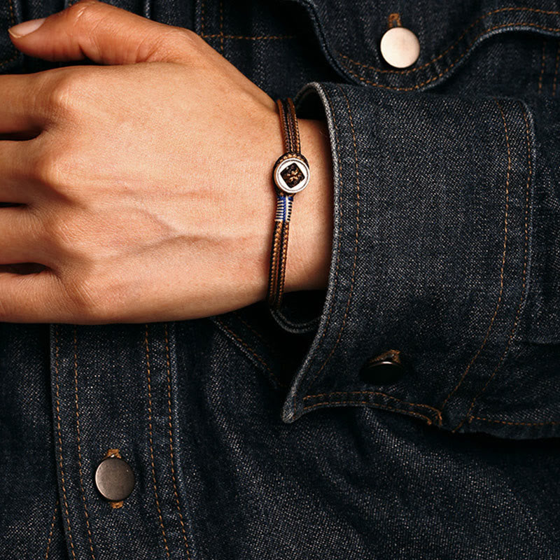 Bracelet tressé de protection fait main en argent sterling 925