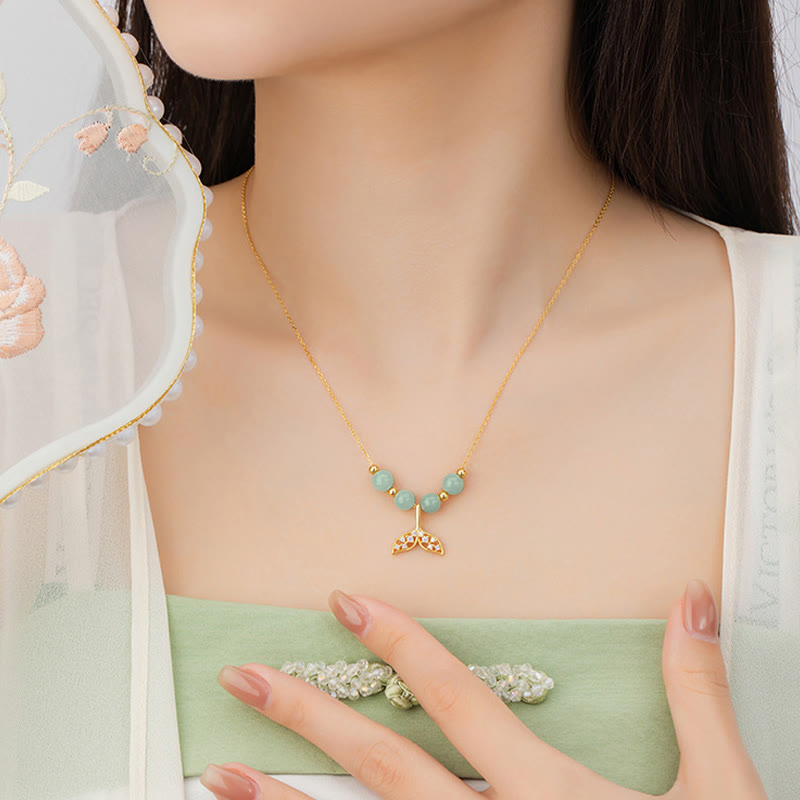 Collier porte-bonheur en argent sterling 925 et jade Hetian