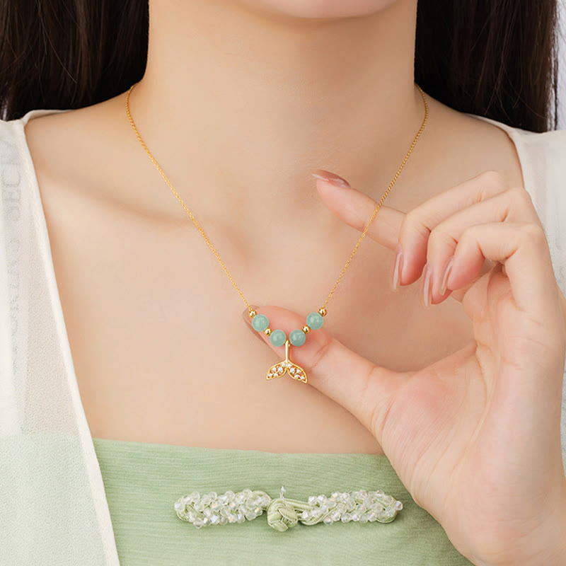 Collier porte-bonheur en argent sterling 925 et jade Hetian