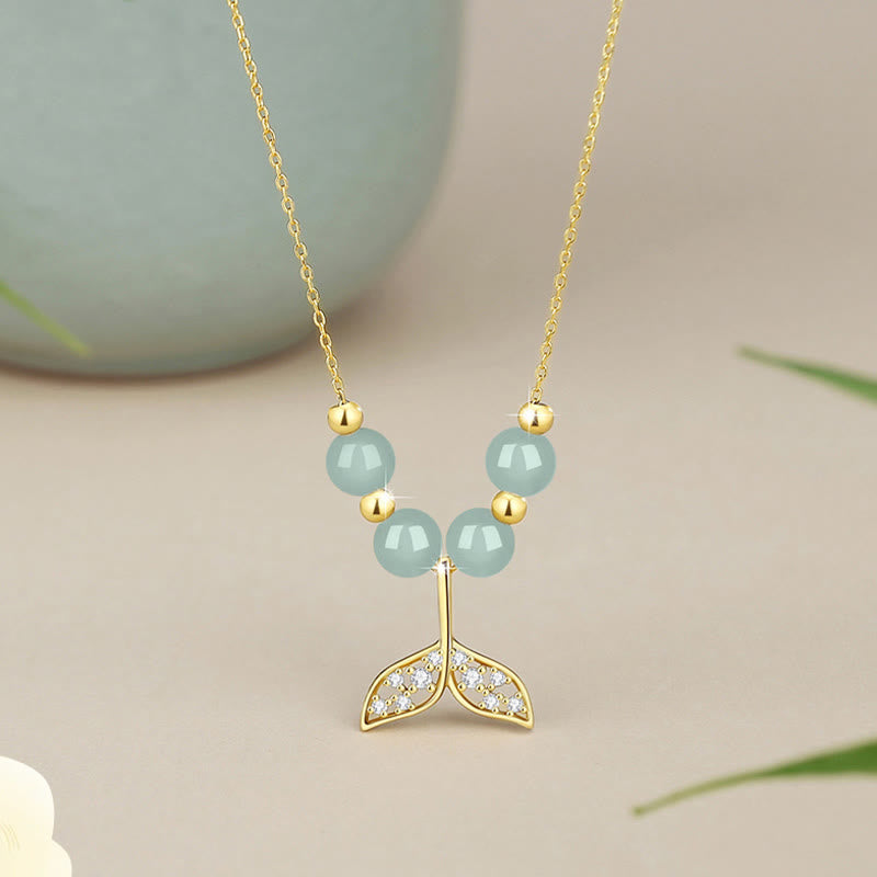 Collier porte-bonheur en argent sterling 925 et jade Hetian