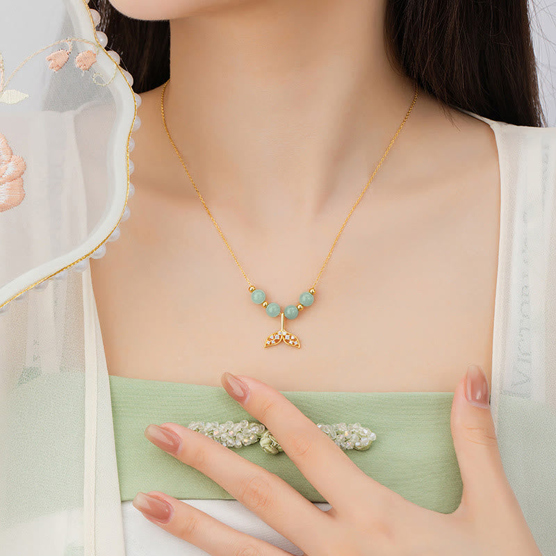 Collier porte-bonheur en argent sterling 925 et jade Hetian