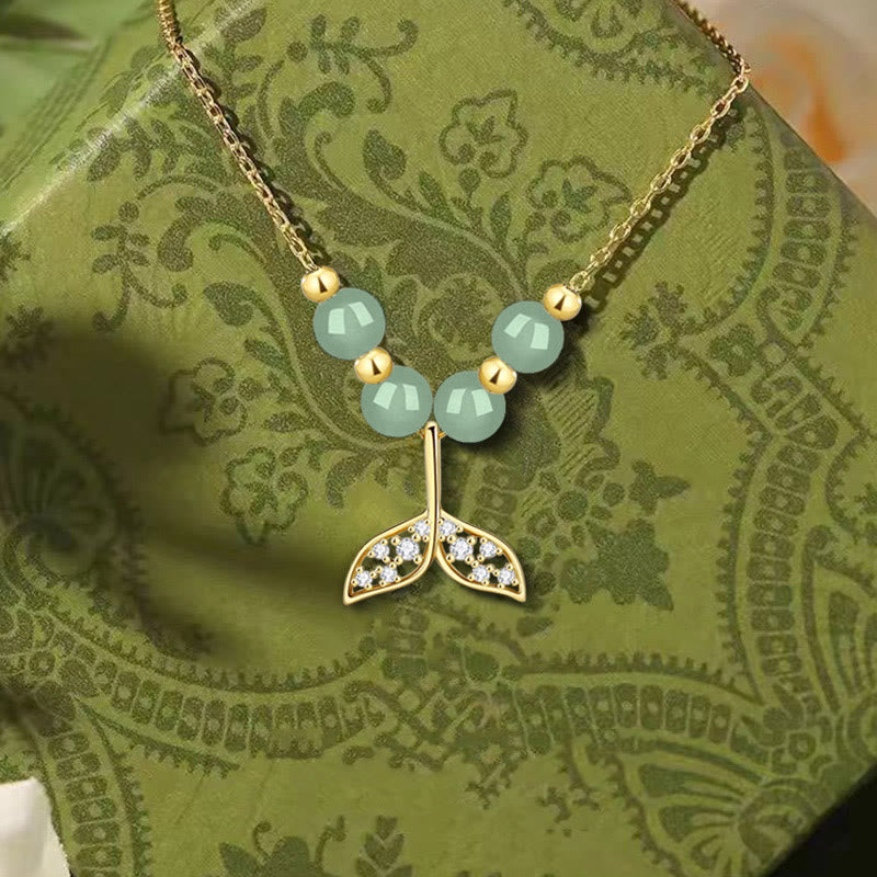 Collier porte-bonheur en argent sterling 925 et jade Hetian