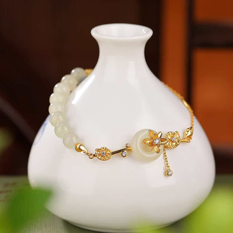 Bracelet boucle de paix en argent sterling 925 et jade Hetian