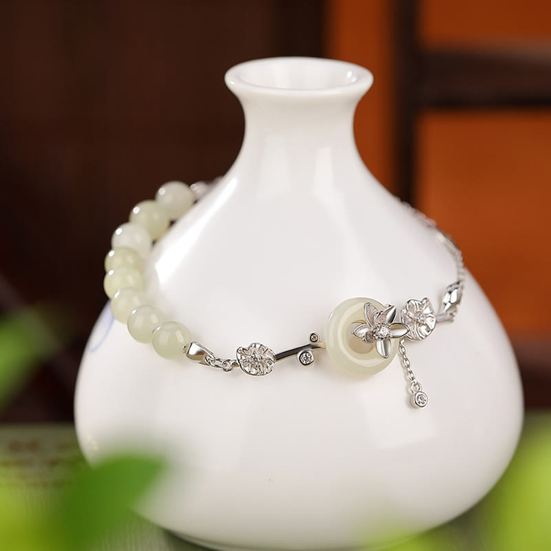 Bracelet boucle de paix en argent sterling 925 et jade Hetian