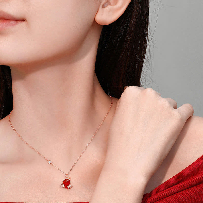 Collier pendentif serpent en argent sterling 925, jade Hetian et agate rouge