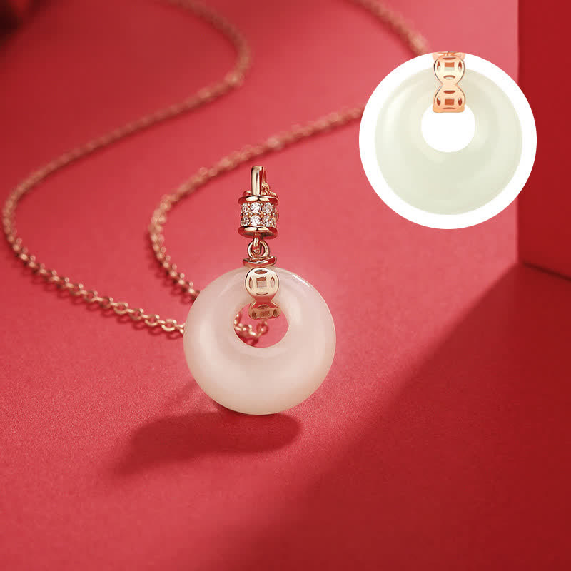 Collier unisexe en argent sterling 925 et jade blanc Hetian