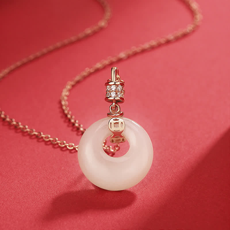 Collier unisexe en argent sterling 925 et jade blanc Hetian