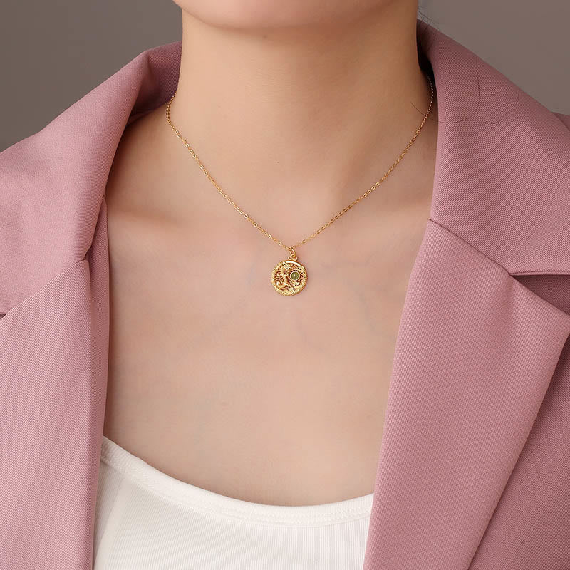 Collier dragon en argent sterling 925 et jade avec nuages de bon augure pour la protection