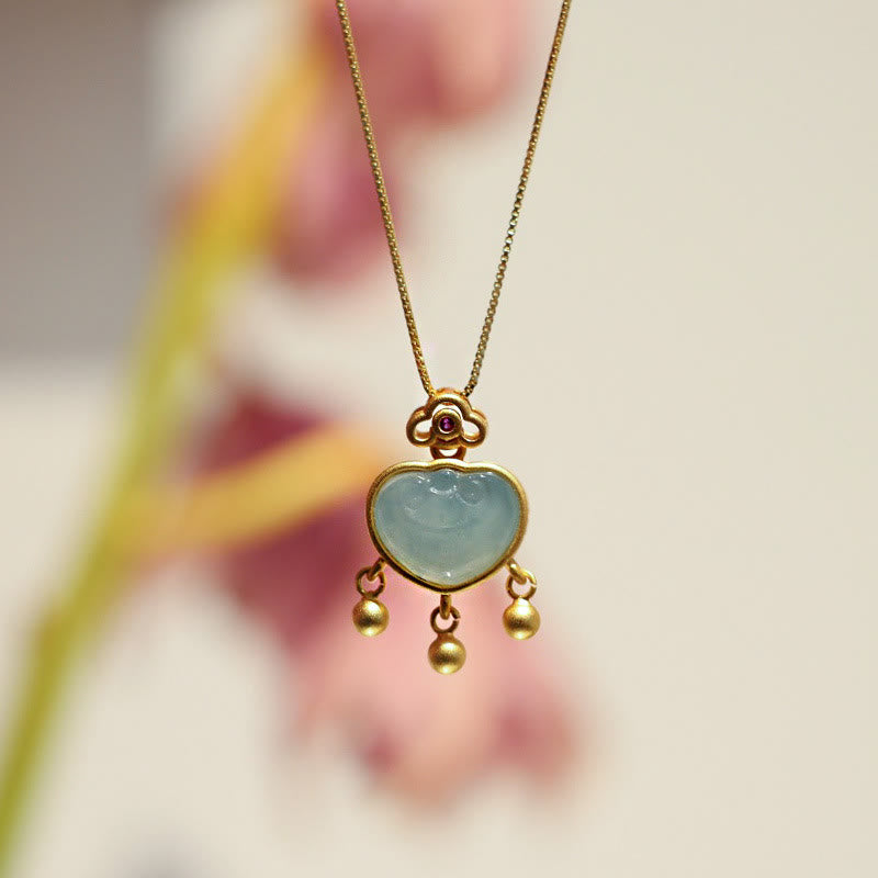 Collier en argent sterling 925 et jade pour la chance et la prospérité