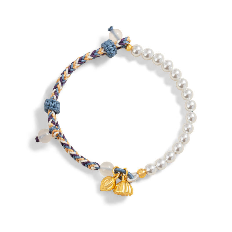 Bracelet en argent sterling 925 avec perles de lotus et calcédoine | Prospérité