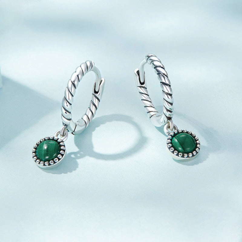 Boucles d'oreilles pendantes anti-anxiété en argent sterling 925 et malachite