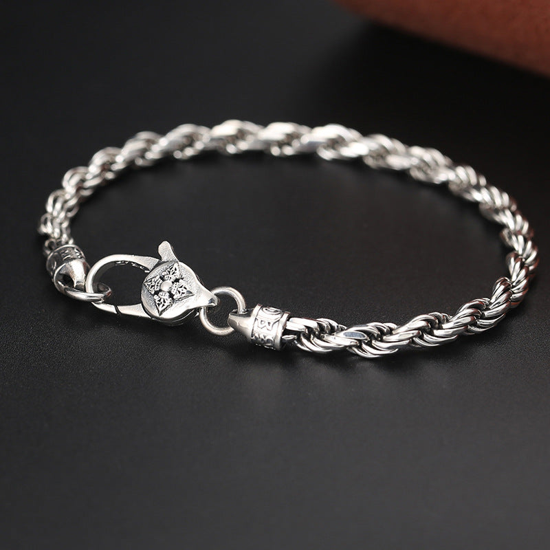 Bracelet Om Mani Padme Hum en argent sterling 925 18 cm Paix et amour