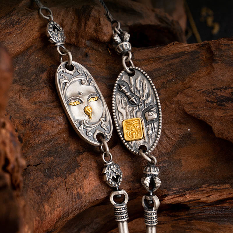 Collier Om Mani Padme Hum en argent sterling 925 | Chaîne de protection